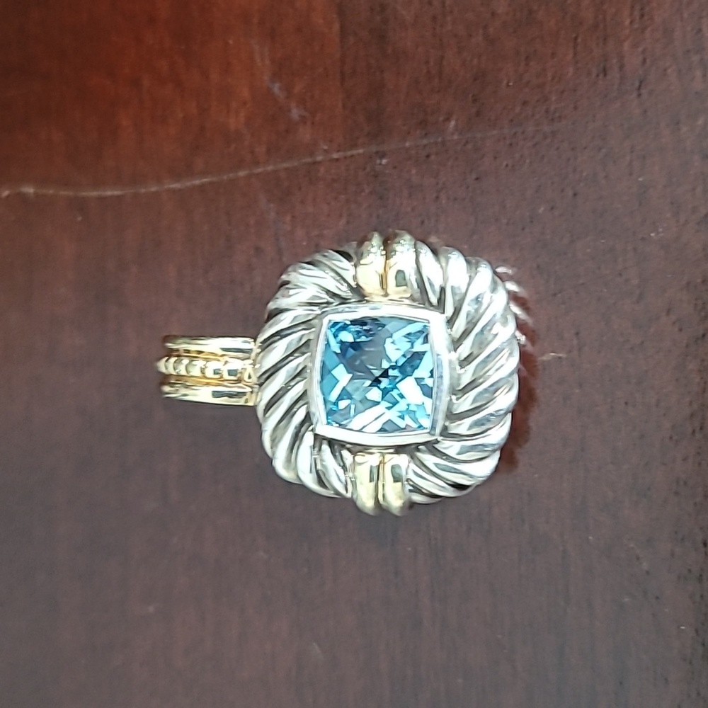 David Yurman Two-Tone Blue Topaz Pendant Enhancer